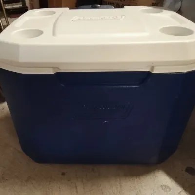 Blue And White Coleman Wheeled Cooler- Clean - Potterville