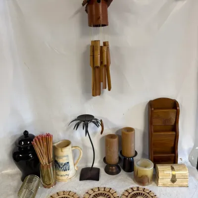 Small Collection of Vintage Mostly Wooden Home Decorations