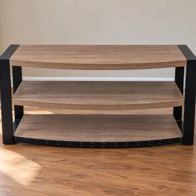 3-Tier Curved Industrial-Style Media Console