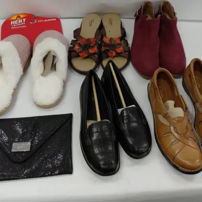 Ladies Size 8.5 Shoes - New, 3 Clark's, 1 Vionic, 1 Slippers