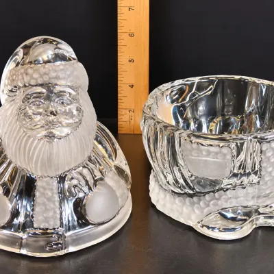 Vintage Gorham Crystal "Holiday Traditions" 9.25" Santa Claus Candy And Treat Jar - Potterville