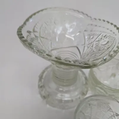 Small Vintage Pressed Glass Punch Bowl Set
