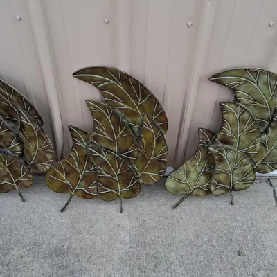Sale Photo Thumbnail #82: Set of 3 Metal Leaf Decorations