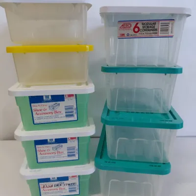 9 Plastic Shoe/Accessory Boxes