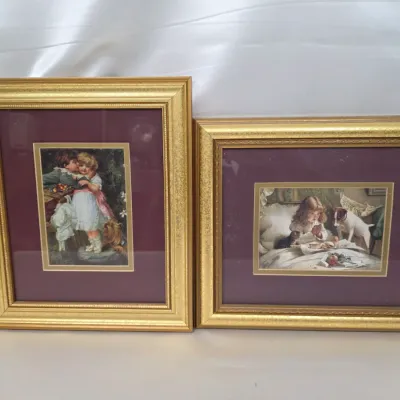 Sale Photo Thumbnail #128: 2 Vintage Framed and Matted Art Prints