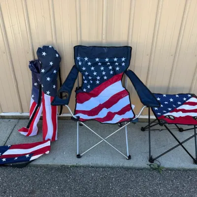 American Flag Themed Folding Chairs w/ Matching Table