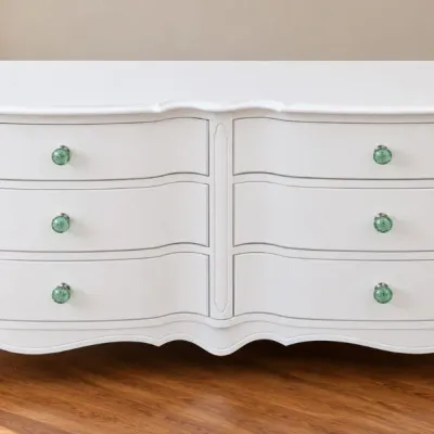 Johnson/Carper White-Painted Vintage French Provincial 6-Drawer Double Dresser