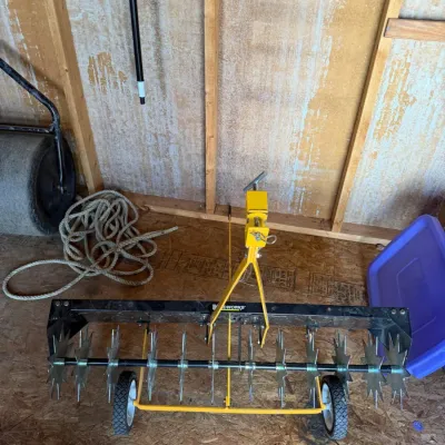 Yardworks Tow-Behind Lawn Aerator with Steel Spike Tines and Adjustable Hitch - Lake Odessa Off-Site