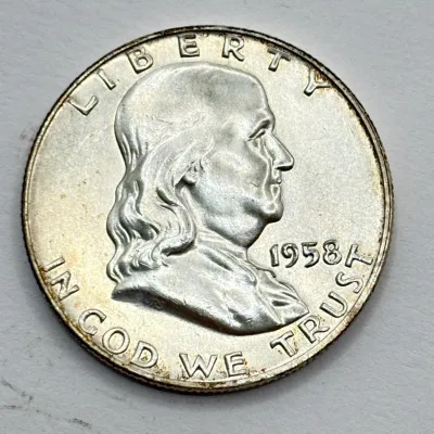 1958 D - Silver Franklin Half Dollar