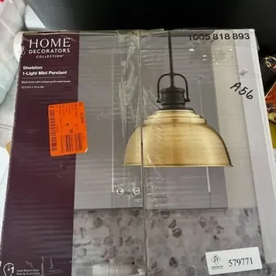 Home Decorators Shelston 1-Light Mini Pendant, Black & Gold
