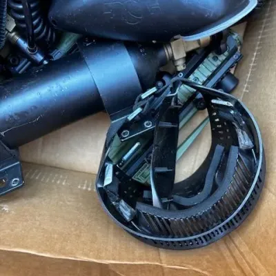 2 Paintball Guns with Hoppers, Masks & Accessories