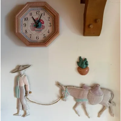 Southwestern Style Wall Clock & Decorative Burro with Figurine Metal Wall Art – Lake Odessa Off-Site