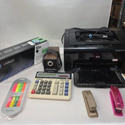Sale Photo Thumbnail #167: HP LaserJet P1102w w/ Black Ink, Vintage Panasonic Pencil Sharpener, and More Office Supplies