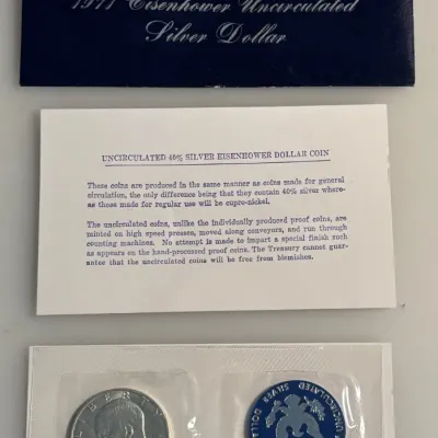 1971 S - 40% Silver Eisenhower Dollar Coin with Blue Ike - Original Folder (2 of 3)