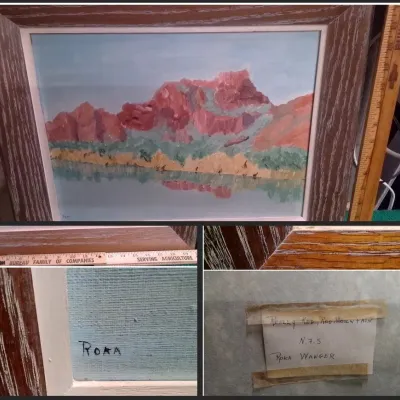 Orig Roka Wagner Signed Oil Painting Rocky Red, Red Mountain Framed Southwestern Landscape - Potterville
