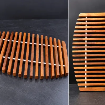 Vintage Mid-Century Danish Modern Teak And Aluminum Expandable Slat Trivet – Potterville