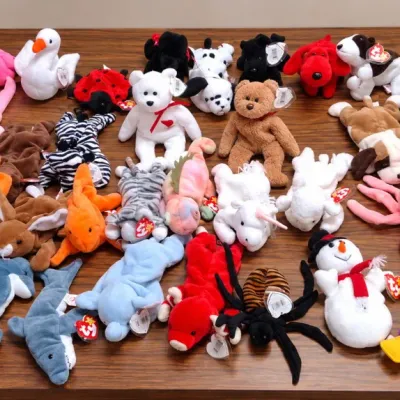 40 Vintage TY Beanie Babies Plush Stuffed Animals Mixed Lot Many With Original Tags - Potterville