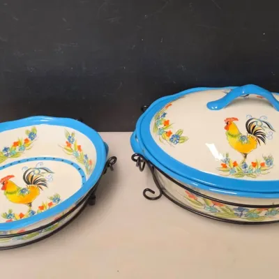 Temptations Rooster Serving Dishes