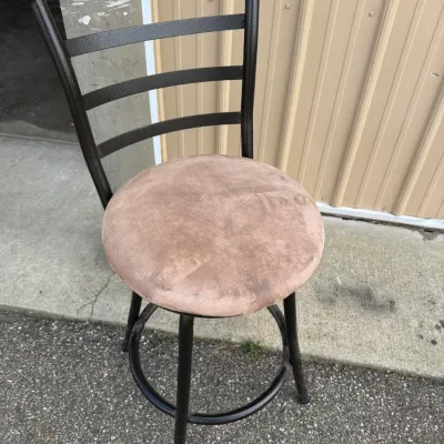 Metal Swivel Bar Stool, Ladder Back, Tan Microsuede Seat