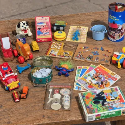 Collection of Vintage Toys and Puzzles