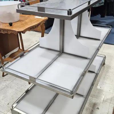 Three Tier Metal Shelf Approx 4 Feet Long - Estate Sales Warehouse (GR)