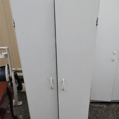 White Storage Cabinet with Double Doors and Adjustable Shelves