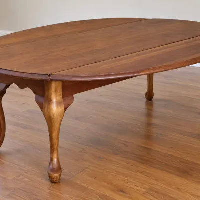 Sale Photo Thumbnail #35: Maple Queen Anne Oval Drop-Leaf Coffee Table 49" Cabriole Legs