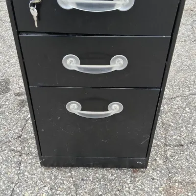 Sale Photo Thumbnail #83: Black 3 Drawer Metal File Cabinet w/ Keys