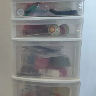 7 Drawer Gracious Living Plastic Storage with Wheels Includes Giftwrap, Decor, Cards, Candles