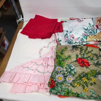 Large Collection of Vintage Tablecloths and Linens