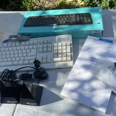 Assorted Office Supplies and Electronics Lot featuring Logitech K360 Wireless Keyboard - Grand Rapids Off-Site