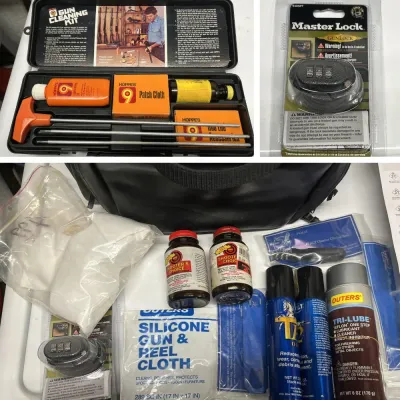 Hoppes Gun Cleaning Kit, Master Lock Gun Lock, and Maintenance Accessories Lot - Grand Rapids Off-Site