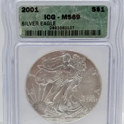 2001 - American Silver Eagle $1 - ICG MS69