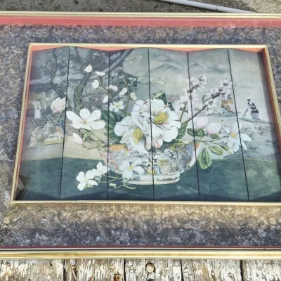 Large Framed Folded "The Chinese Bowl" by Dimitry Alexandroff, Reproduction Cert of Auth., 41"x31"
