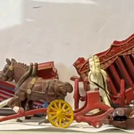 Collection of Vintage Cast Iron Horses, Carts, Circus Wagon, Mail Cart and Men - 1890's - 1930's