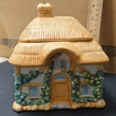 Vintage Teleflora Pastel Country Cottage Collectible Porcelain Cookie/Candy Jar – Potterville