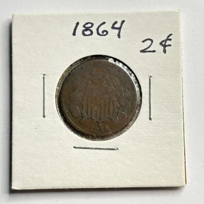Sale Photo Thumbnail #46: 1864 - Civil War Era - Two Cent Piece