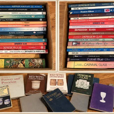 Three Boxes of Books on Collecting Glassware, Pottery & Porcelain