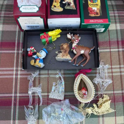 Collection of Christmas Ornaments - Hallmark Madonna and Child, Crayola and More
