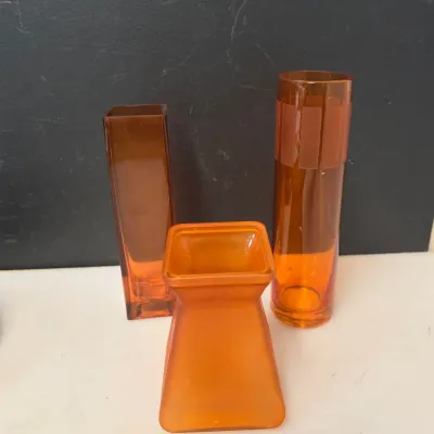Orange Glass Vase Set