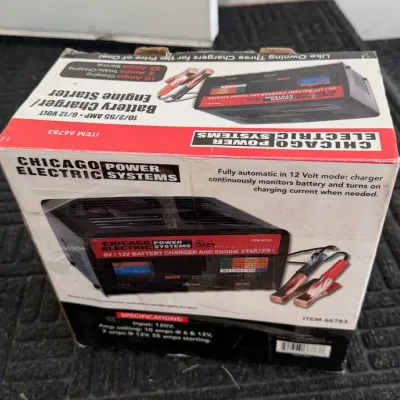 Chicago Electric 10/2/55 Amp 6/12V Battery Charger & Engine Starter Model 66783 – Howard City Off-Site