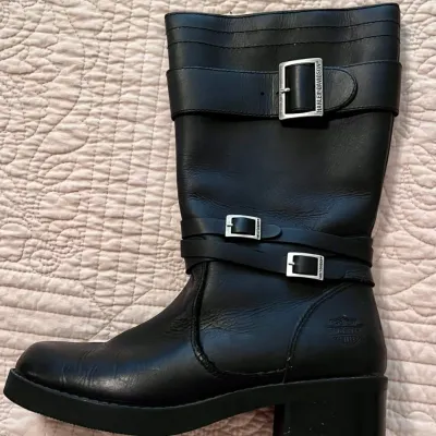 Classic Harley Davidson Emely 83594 Black Leather Mid-Calf Women Size 8 BRAND NEW PAIR