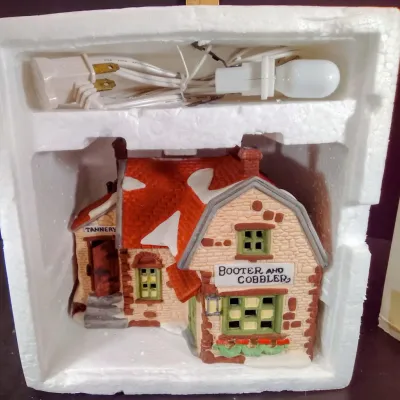 Sale Photo Thumbnail #305: Vintage Dept 56 Dickens' Village "Booter And Cobbler" Lighted Building In Original Box (1988) – Potterville
