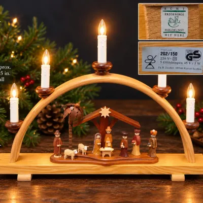 Sale Photo Thumbnail #291: East German Erzgebirge R. Zeidler Electric Nativity Schwibbogen Christmas Arch – Potterville