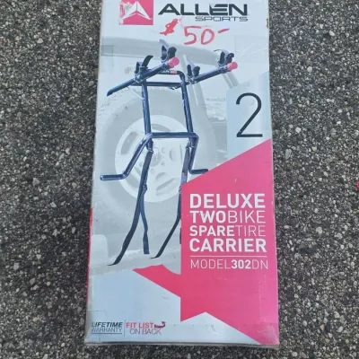 NEW in Box Allen Sports 302DN Deluxe 2-Bicycle Spare Tire Mounted Bike Rack