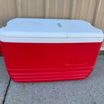 Red and White Igloo Cooler