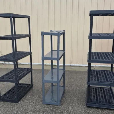 3 Plastic Shelving Units