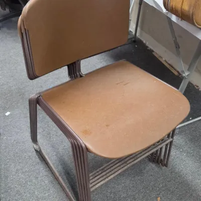 5 Steelcase Brown Stacking Chairs