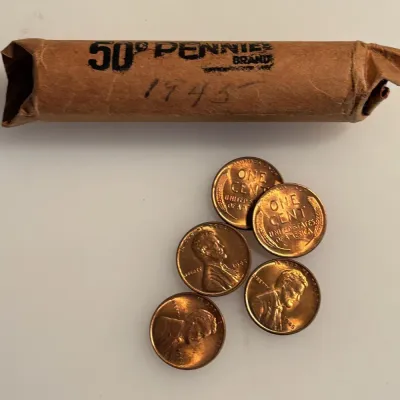 Original Bank Roll - 1945 - BU Wheat Cents