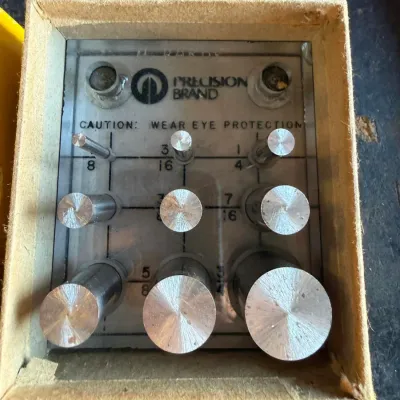 Precision Brand Shim Stock Punch and Die Set, 9 Punches 1/8" to 3/4", Original Box